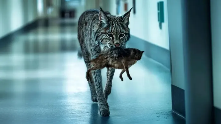 Bobcat εισβάλλει στο νοσοκομείο - Νοσοκόμα δακρύζει από αυτό που κουβαλάει στο στόμα του