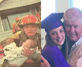 Brandweerman redt baby en is in tranen als hij haar na 17 jaar ziet