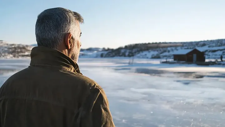 Er dachte, er sei allein auf dem Eis - bis ein riesiger Eisbär auftauchte