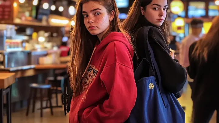 Duas garotas deixam uma gorjeta de US$ 9,11 para o garçom; ele dá uma olhada no pedido e percebe a situação