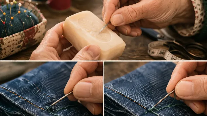 Diese Näherin schwört auf ein Stück Seife in ihrem Nähset - hier ist der Grund