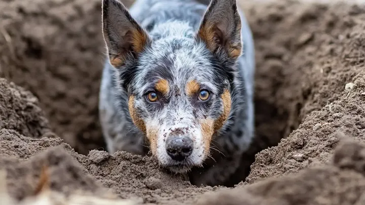 Cão cava um buraco enorme por 11 horas seguidas - o que ele descobre deixa todos em silêncio