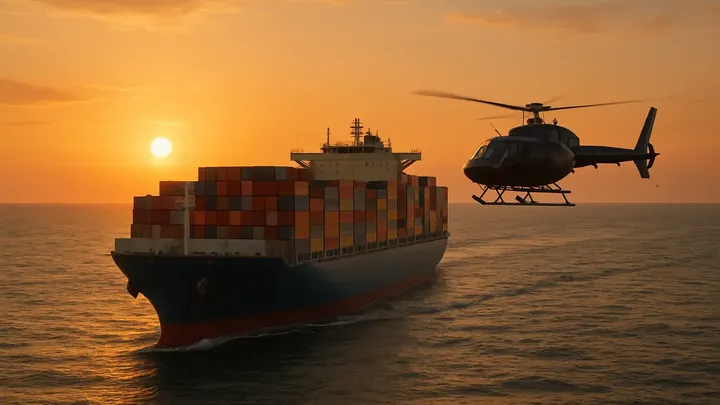 Hubschrauber jagt Containerschiff über das offene Meer – doch was die Besatzung tut, um zu verschwinden, ist unglaublich.