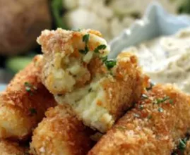 Rezept: krosse, cremige Blumenkohl Kroketten.