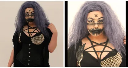 Deze vrouw weigert de deur uit te gaan zonder extreme 'gothic' make-up... Maar moet je eens zien wat er onder die lagen schmink zit!