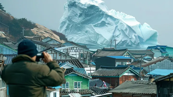 氷山が村の近くを危険なほど漂流 - 住民は氷山に何があるのか見て青ざめます。