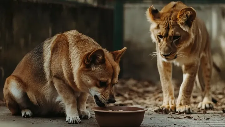 Um cão cria três filhotes de leão - anos depois, o tratador do zoológico começa a chorar quando o leão faz o inesperado