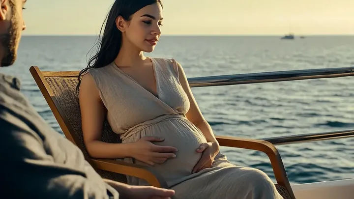 Homem fotografa sua esposa grávida a bordo de um iate - então ele vê algo irreal ao fundo.