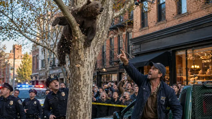 Bär klettert auf Baum in belebter Stadt - Zoowärter sieht das Video und erstarrt