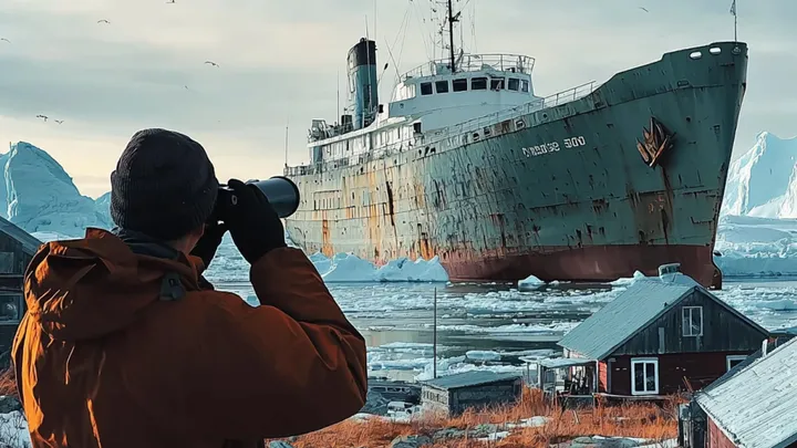 Um navio abandonado flutua perigosamente perto de um vilarejo - um homem fica pálido quando vê o que há nele