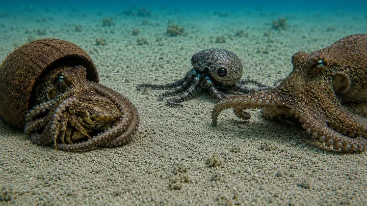 Científicos colocan este pulpo robot al lado de un pulpo coco y ocurre algo extraño...