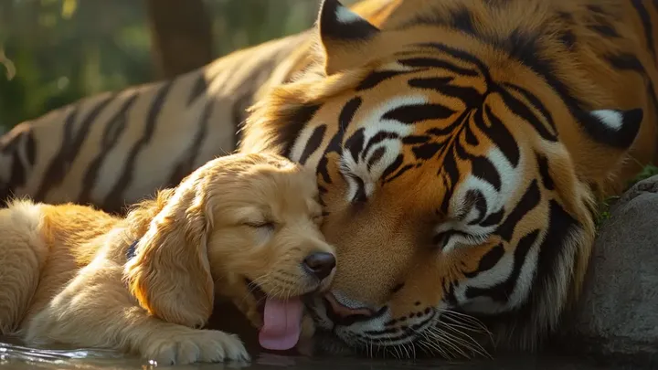 Een puppy valt in een tijgerpark - dierenverzorgers konden niet geloven wat ze zagen