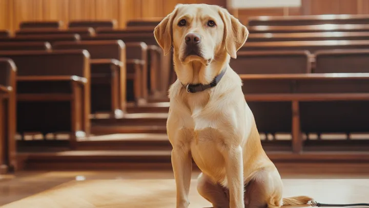 Una niña de 7 años hace una señal secreta a su perro: el juez interrumpe el juicio