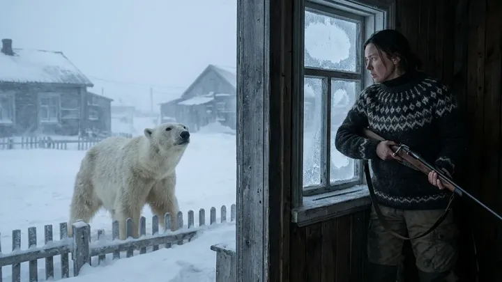 Una osa polar sigue entrando en un pueblo del Ártico… y entonces ella ve lo que lleva atascado en la boca…