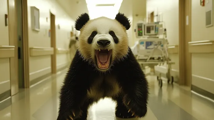 Pandabär bricht ins Krankenhaus ein - Krankenschwester ist zu Tränen gerührt über das, was er im Maul trägt