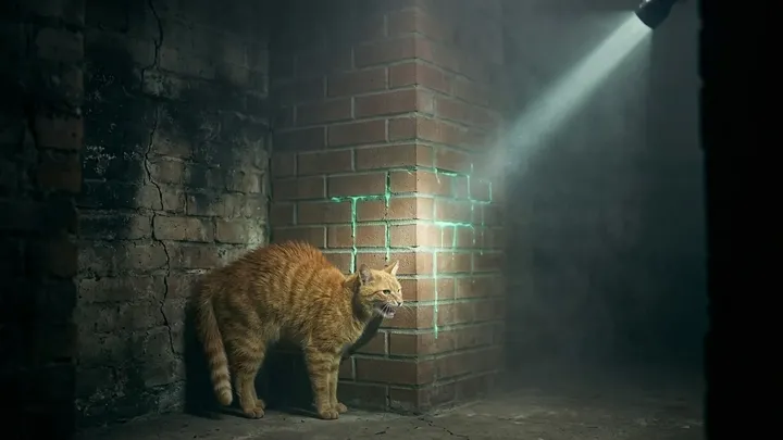 Um gato ficava olhando para a porta do porão de sua nova casa - eles achavam que eram ratos, mas a verdade era pior..