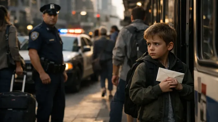 Un policía sigue en secreto a un niño perdido y rompe a llorar cuando lo ve..