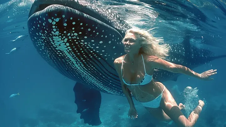 Uma baleia gigante não deixa a mergulhadora em paz - então ela percebe a terrível razão disso