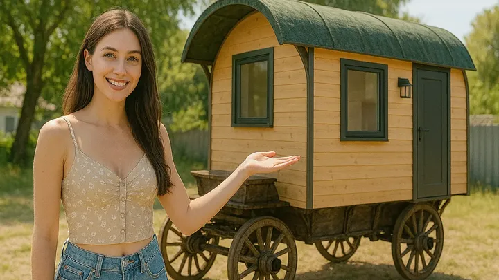 Woman Resides in a Horse Carriage Tiny House on Village Edge