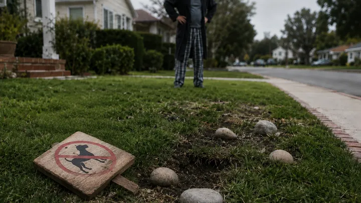Este hombre está harto de que los perros de sus vecinos ensucien su jardín: hace esto para darles una lección