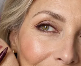 Makeup artists point to wine-red pencil for eyes over 50, and it beats black on the waterline