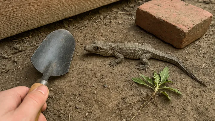 Woman Finds Tiny Lizard Near Garden Shed – What It Grows Into Leaves Her Frozen