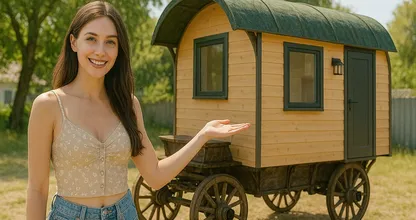 Woman Resides in a Horse Carriage Tiny House on Village Edge