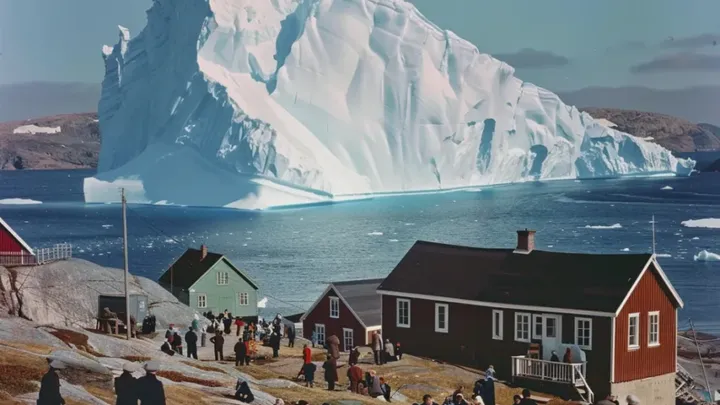 Iceberg Drifts Dangerously Close to Village – Locals Turn Pale When They See What’s on It