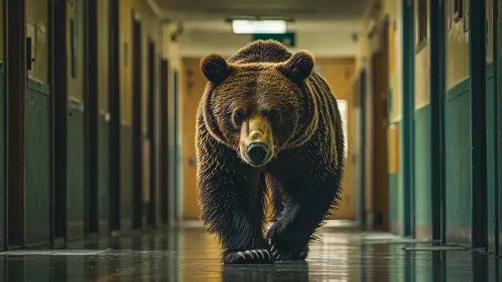 Αρκούδα εισβάλλει σε δημοτικό σχολείο - Δάσκαλος δακρύζει με αυτό που κουβαλάει στο στόμα της