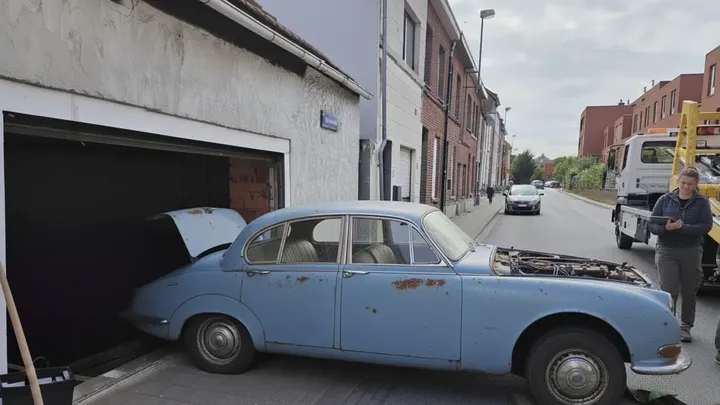 Antiquário descobre Jaguar 1964 sob o assoalho da garagem ao limpar a casa em Kessel-Lo