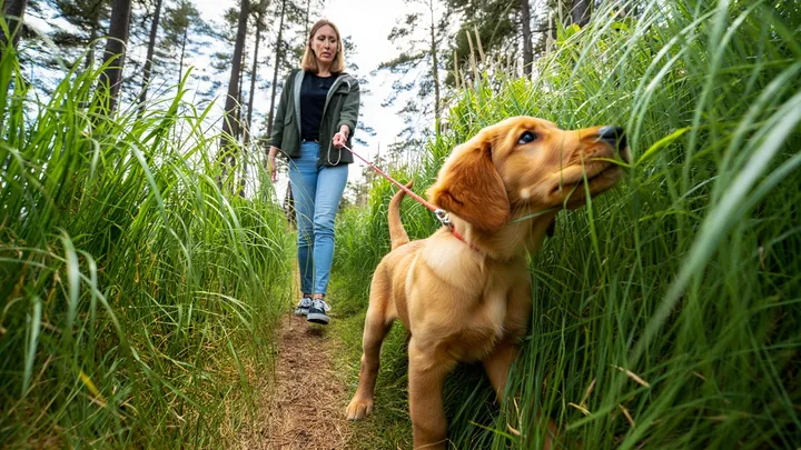 Puppy Disappears Into Tall Grass – What Crawls Out Beside It Leaves Owner Frozen