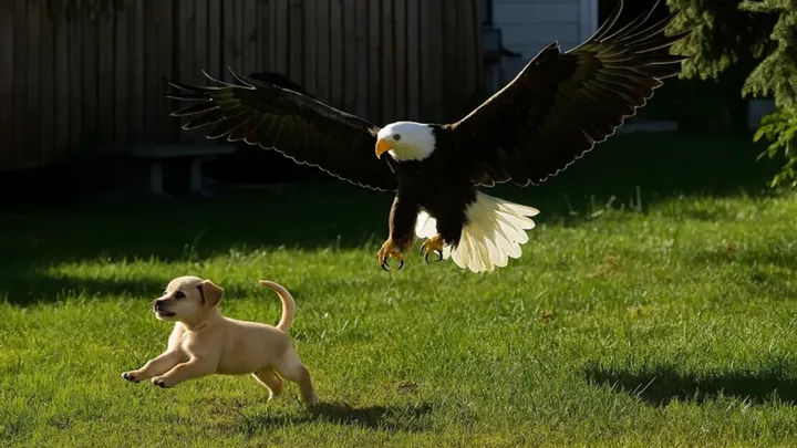 Adelaar grijpt puppy uit tuin - wat de buren ontdekken zal je verbazen!