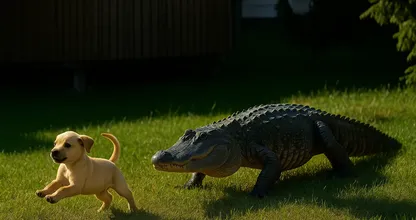 Un caimán arrebata un cachorro del jardín: ¡lo que descubren los vecinos te dejará boquiabierto!