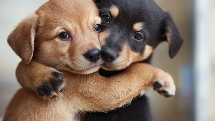 Un chiot continue de serrer son ami dans ses bras avant d'être endormi - La raison de ce geste vous laissera pantois