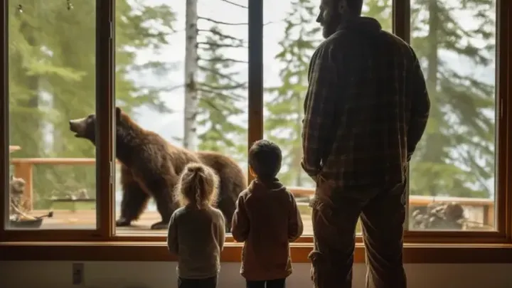 Urso acena para a família todas as manhãs - um dia, o pai faz uma descoberta chocante