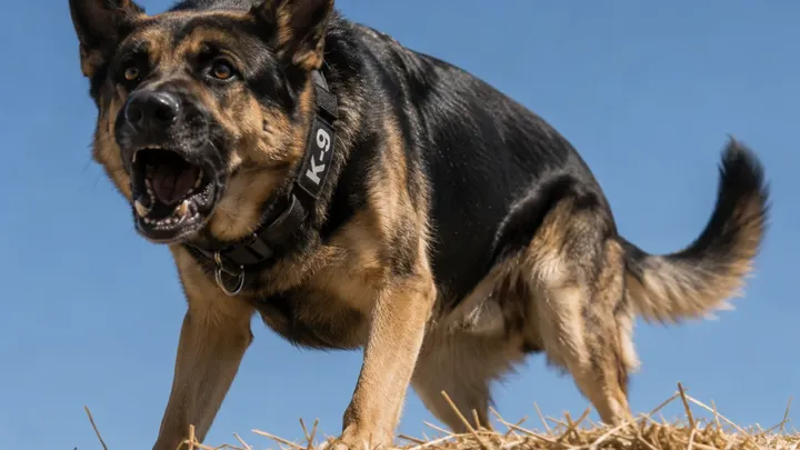 Ο σκύλος K9 συνεχίζει να γαβγίζει προς τα δεμάτια άχυρου… Ο αστυνομικός χλωμιάζει όταν ανοίγει ένα από αυτά