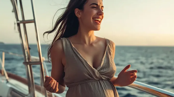 Homem fotografa sua esposa grávida a bordo de um iate - então ele vê algo irreal ao fundo.