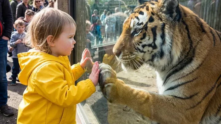 Der Tiger knurrt immer wieder, wenn er dieses kleine Mädchen sieht – dann entdecken sie den traurigen Grund dafür