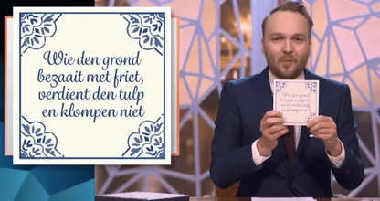Lubach flikt 't weer; 'Politieke tegeltjes' met standpunten van politieke partijen mateloos populair!