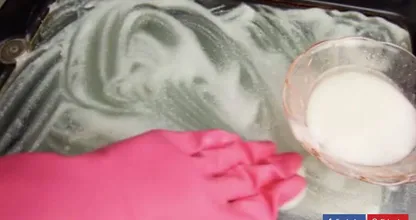 So solltest du eigentlich fettige Ofentüren saubermachen.