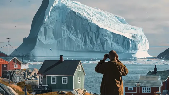 Iceberg Drifts Dangerously Close to Village – Locals Turn Pale When They See What’s on It