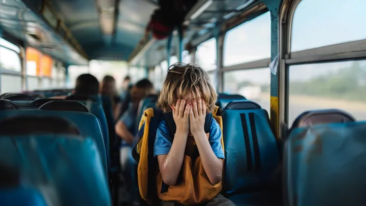 Een jongen ruikt iets vreemds in de schoolbus, kijkt één keer naar de chauffeur en belt 911