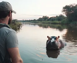 Hippo Approaches Man During Safari – You Won't Believe What He Did Next!