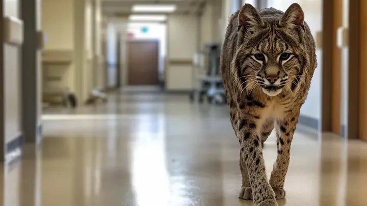 Bobcat εισβάλλει στο νοσοκομείο - Νοσοκόμα δακρύζει από αυτό που κουβαλάει στο στόμα του