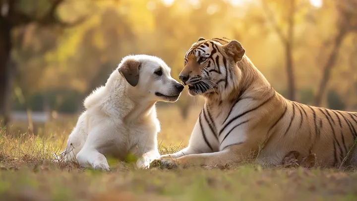 Cão cria 3 filhotes de tigre - anos depois, a tratadora do zoológico começa a chorar quando o tigre faz o inesperado