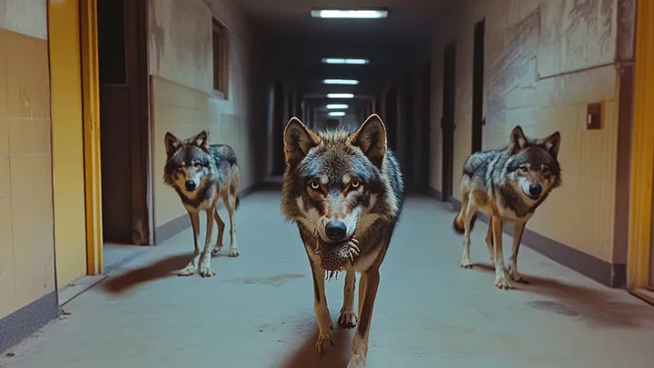 Um bando de lobos invade uma escola primária - professor fica em lágrimas com o que um deles carrega na boca