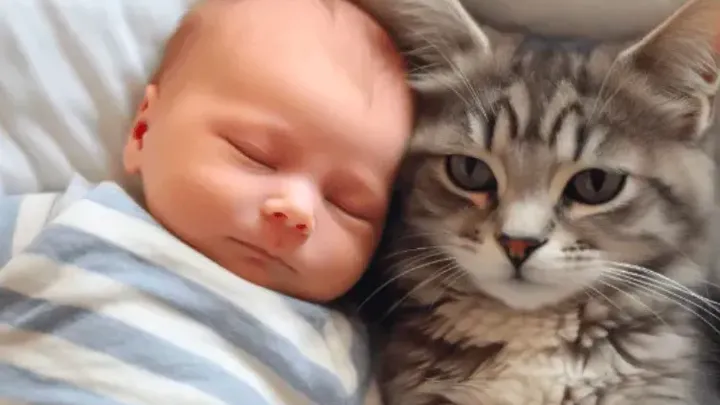 Katze bewacht Baby jede Nacht - Wenn die Eltern es sehen, brechen sie in Tränen aus