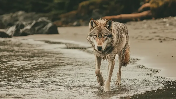 Frau folgt Wolf ins Meer, nachdem er sich ihr am Strand genähert hat - was sie fand, brach ihr das Herz
