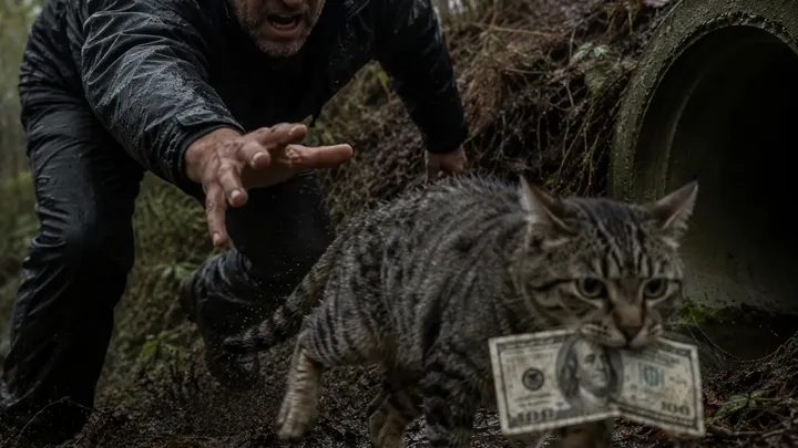 O gato não parava de trazer para casa notas de dólar molhadas, até que o dono decidiu segui-lo…
