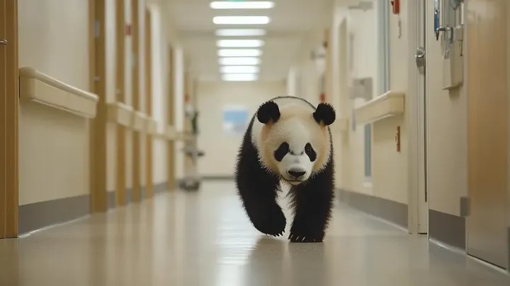 Panda Bear Breaks Into Hospital - Nurse Brought to Tears by What It Carries in Its Mouth